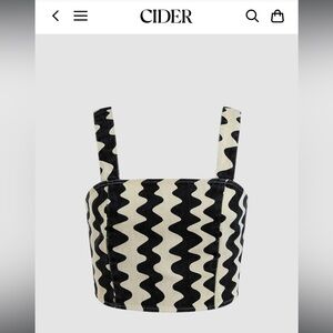 Cider Wavy B&W Denim Zip Tank